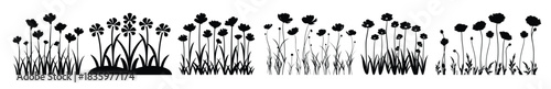 flower field silhouette clipart bundle