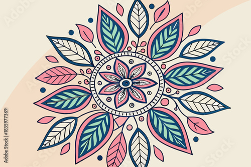 Intricate floral mandala design with leaf and flower motifs