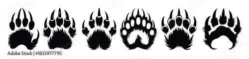 american bear claw silhouette clipart set bear paw black