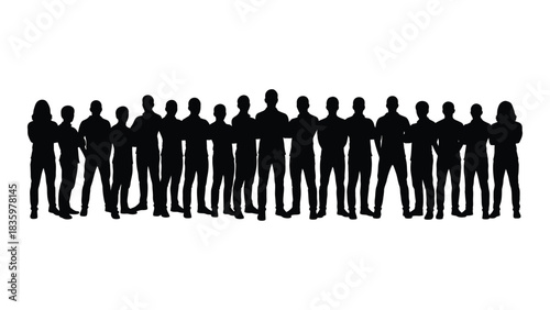 Diverse group of people silhouettes isolated on white background, Vector