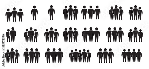 collection of black human figures in groups and alone