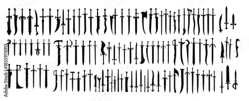 Collection of Diverse Sword Silhouettes swords weapon