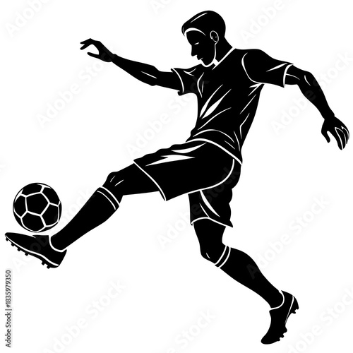 Soccer Player Kicking Ball – Football Athlete Silhouette Illustration