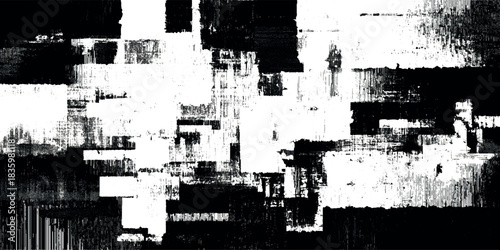 Abstract glitch grunge texture with distressed ink splatter, perfect for overlays background banner and edgy designs.