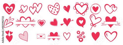 valentines day heart doodle heart doodles set hand drawn