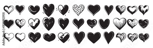  hand drawn heart hearts love valentines day doodle scribble 