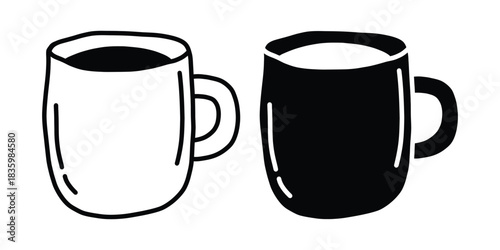 Hot Beverage Mug Doodle Vector for Stickers