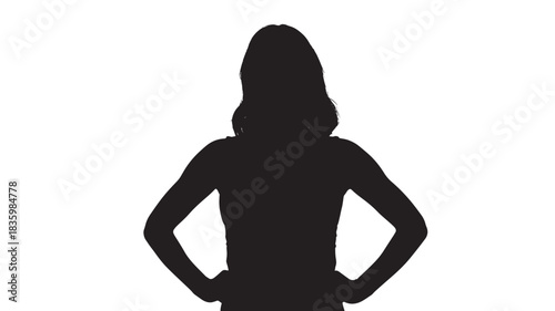 Silhouette of a woman with hands on hips a simple vector illustration isolated on white for design elements