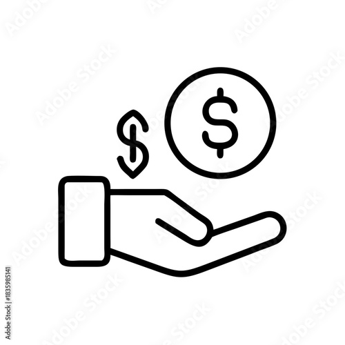 Hand holding a dollar coin symbolizing saving money  