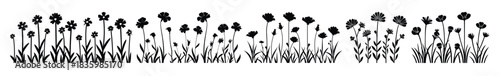 wildflower silhouette clipart bundle