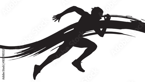 Runner silhouette in motion dynamic vector illustration for sports and fitness concepts isolated on white background