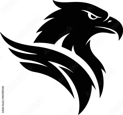 An Emblem of Strength and Vision A Striking Black Eagle Silhouette Vector Illustration, Perfect for Logos and Graphic Designs 