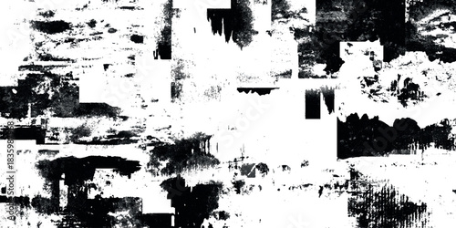 Black ink splatter texture overlay with grunge spray paint effect on transparent background.