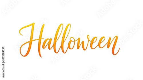 Elegant Halloween lettering in vibrant orange and yellow gradient for spooky season promotions and festive designs, perfect for invitations and social media