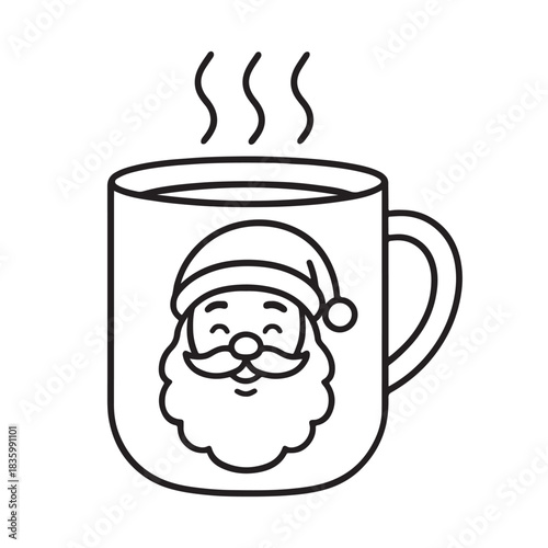 line art of hot Santa face coffee mug vector