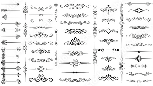 Collection of decorative flourishes and ornate dividers silhouette