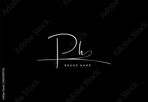 PH letter beauty cursive handwriting logo. vector logo| abstract logo| minimalist logo| brand identity| calligraphy design.