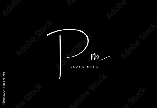 PM letter beauty cursive handwriting logo. vector logo| abstract logo| minimalist logo| brand identity| calligraphy design.