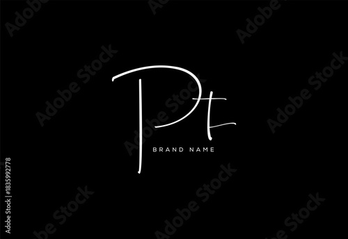 PT letter beauty cursive handwriting logo. vector logo| abstract logo| minimalist logo| brand identity| calligraphy design.