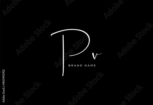PV letter beauty cursive handwriting logo. vector logo| abstract logo| minimalist logo| brand identity| calligraphy design.