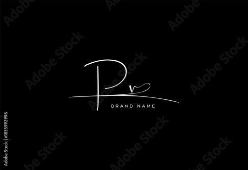 PV letter beauty cursive handwriting logo. vector logo| abstract logo| minimalist logo| brand identity| calligraphy design.