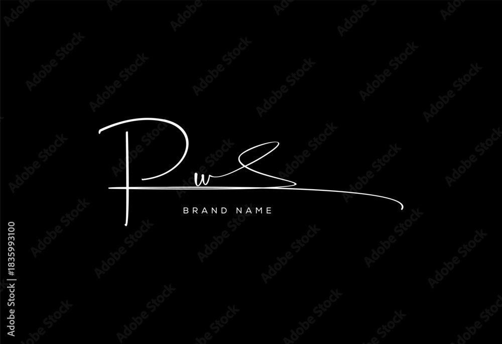 Fototapeta premium PW letter beauty cursive handwriting logo. vector logo| abstract logo| minimalist logo| brand identity| calligraphy design.
