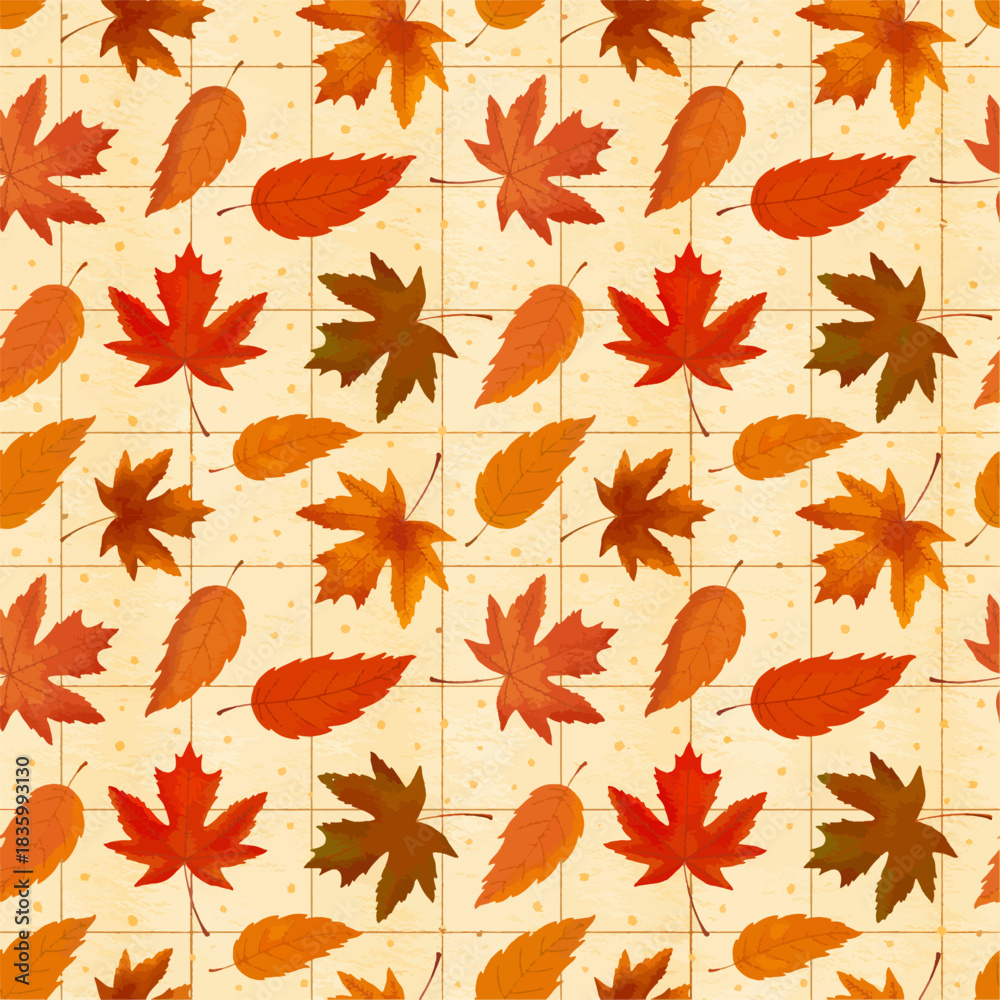 Obraz premium Autumn Leaves Seamless Pattern