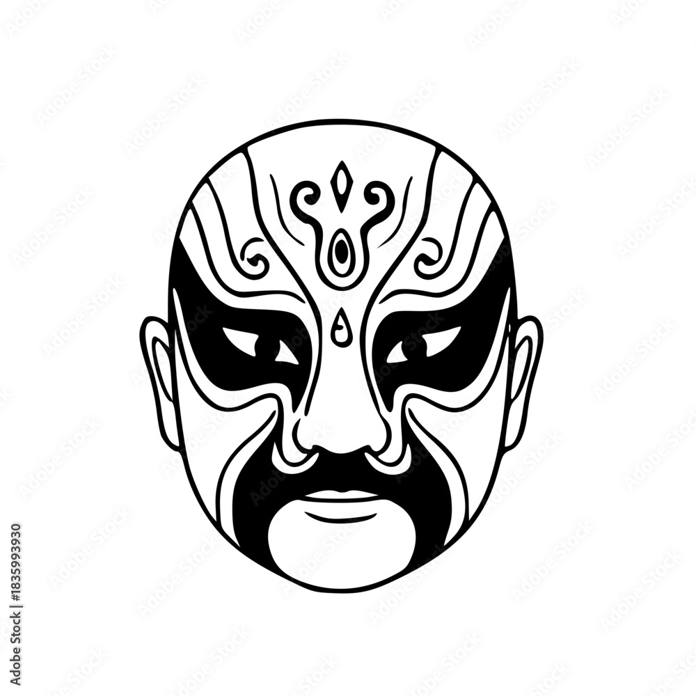 Fototapeta premium Traditional Beijing opera mask outline illustration
