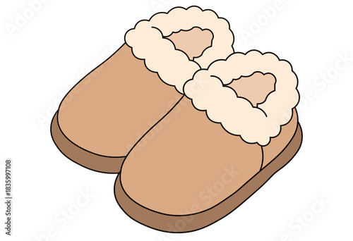 Warm Winter Slippers on Cozy Indoor Feet Illustration