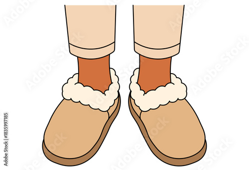 Warm Winter Slippers on Cozy Indoor Feet Illustration