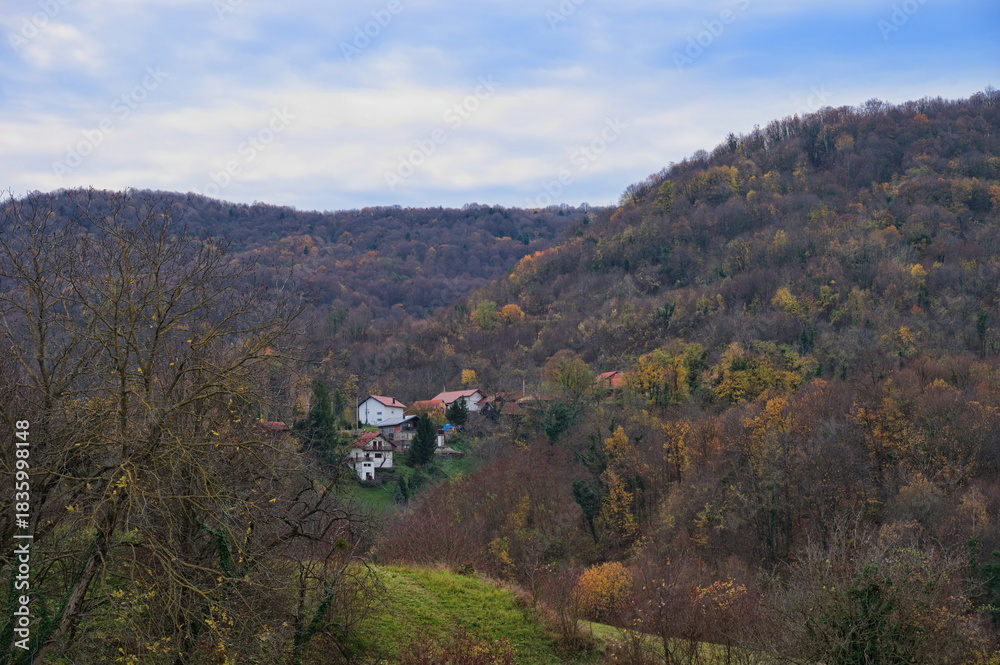 Fototapeta premium Little village on the hill in northern Croatia