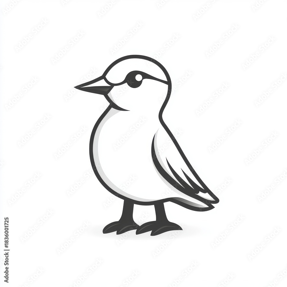 Obraz premium Stylized Bird Illustration with Clean Lines, Suitable for Mascot or Icon Design, Depicting Simplicity and Natural Appeal
