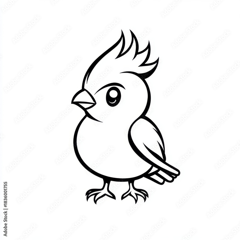 Obraz premium Stylized Cardinal Bird Vector Illustration with Detailed Outlines and Clean Design Aesthetics Suitable for Various Creative Applications