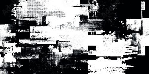 Black and white grunge texture background featuring high contrast overlay is suitable for various design projects.