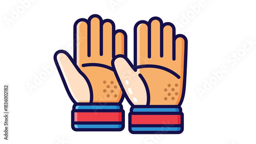 Curling Gloves Icon – Vector Sports Illustration, Winter Sport Equipment Flat Design