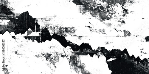 Black and white grunge texture background featuring high contrast overlay is suitable for various design projects.