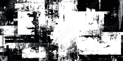Black and white grunge texture background featuring high contrast overlay is suitable for various design projects.