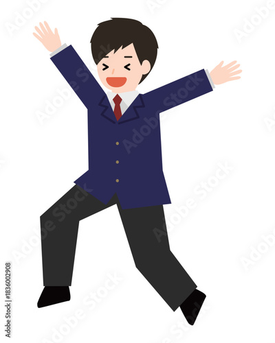 大喜びで跳ねる男の子