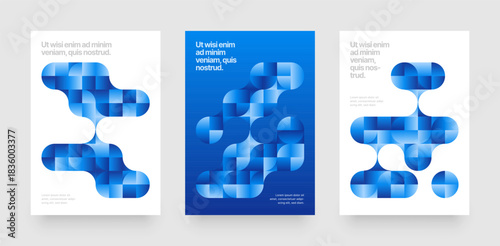 Template with fluid geometric shapes. Background with metaball fusion. Layout for flyer, poster or cover.