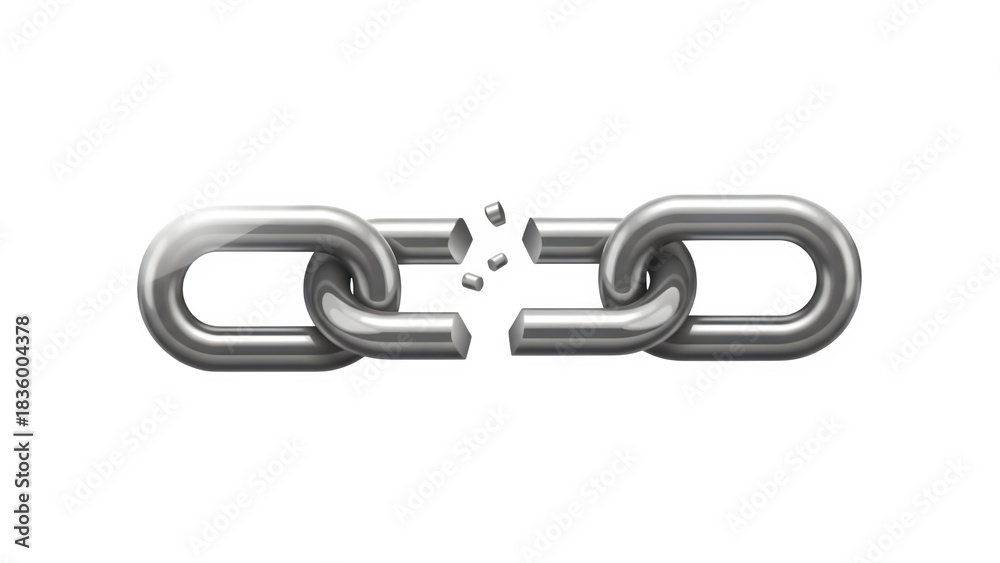 Fototapeta premium Broken metal chain link isolated on transparent background