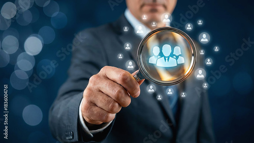 HR Recruiting with Magnifying Glass Talent Acquisition Team Building Employment Human Resources Selection and Corporate