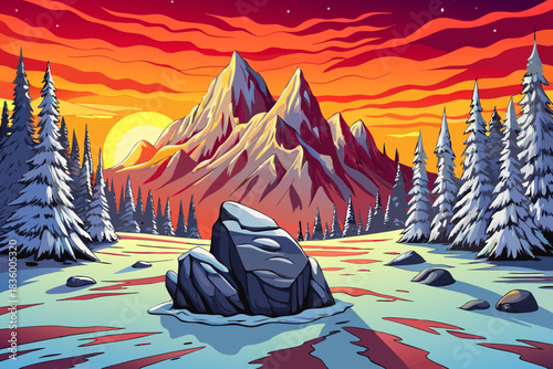 snowy alpine clearing in Colorado filled with fir trees, frozen ground textures, and a calm Christmas 2026 mountain mood