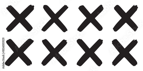 Hand-Drawn Red Cross Marker PNG, Bold Red X Symbol of Error, Wrong, Cancel, Reject, or Prohibition | Grunge Doodle Cross Mark Isolated on White or Transparent Background for Design and Icons