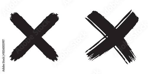 Hand-Drawn Red Cross Marker PNG, Bold Red X Symbol of Error, Wrong, Cancel, Reject, or Prohibition | Grunge Doodle Cross Mark Isolated on White or Transparent Background for Design and Icons