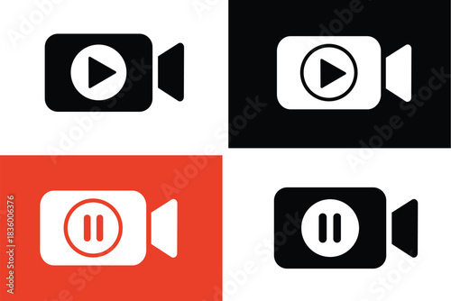 Video icon set. video camera icon vector. movie sign. cinema