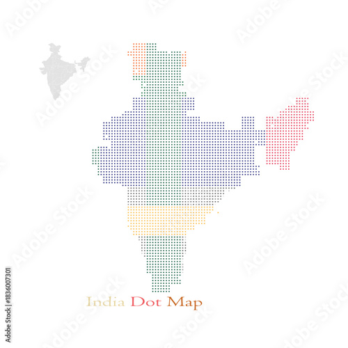 A colorful pixelated map of India created using a dot matrix design