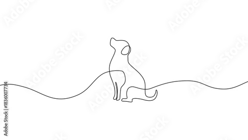 Minimalist One Line Drawing of Dog 