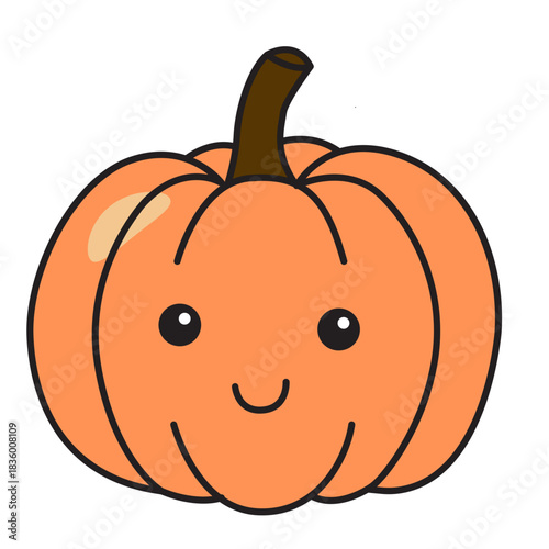A cute pumpkin fruit character vector illustration for fall harvest