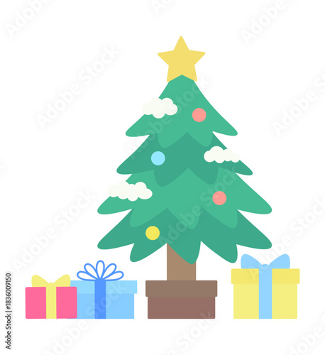 クリスマスツリーとプレゼント