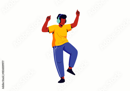 Joyful Rhythm: A person dances with joyous abandon, lost in the music. Expressing a sense of pure delight.